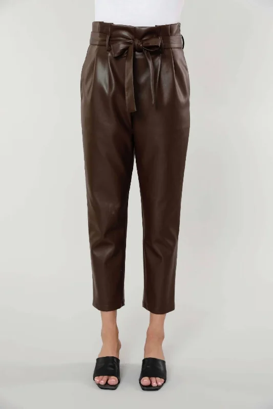 women's silk pantsUptown Paper Bag Pants In Brown