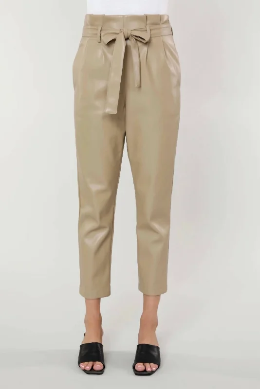 women's patched pantsUptown Paper Bag Pants In Taupe