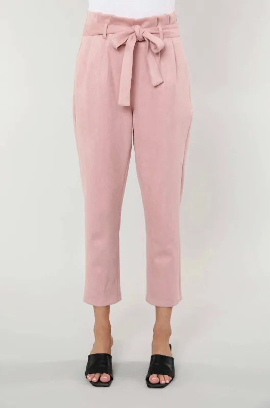 women's tall pantsUptown Suede Paper Bag Pants In Rose Suede