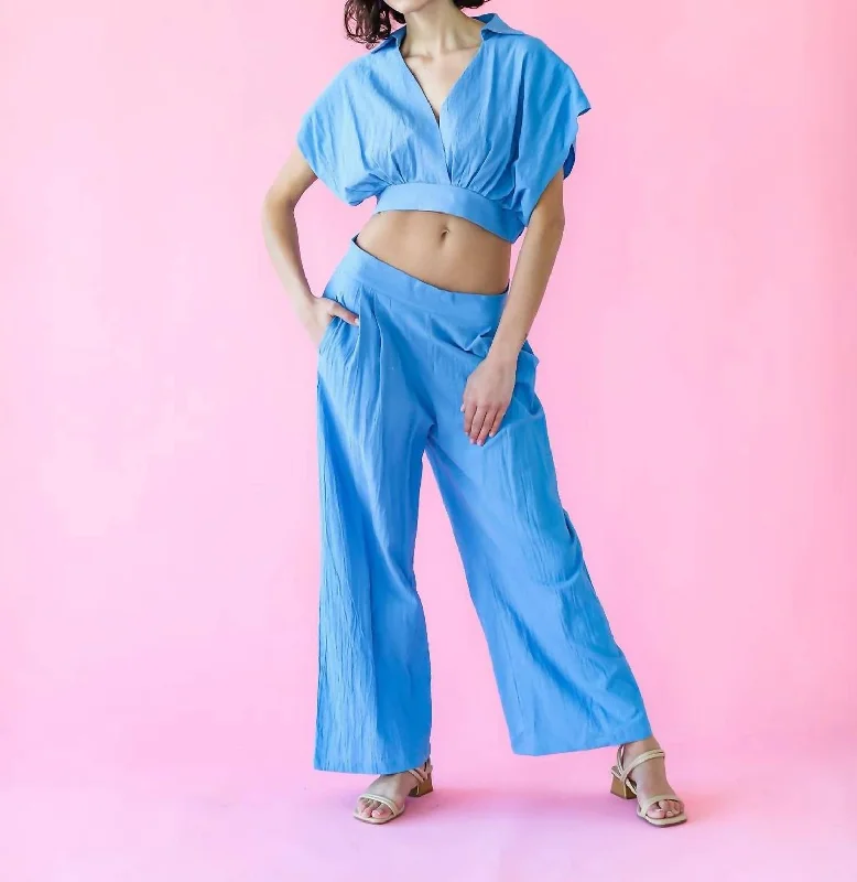 women's corduroy pantsWide Leg Pants In Blue