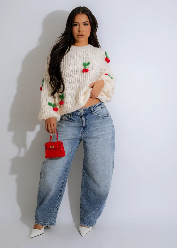 Cocktail DressCherry Pop Sweater Knit White