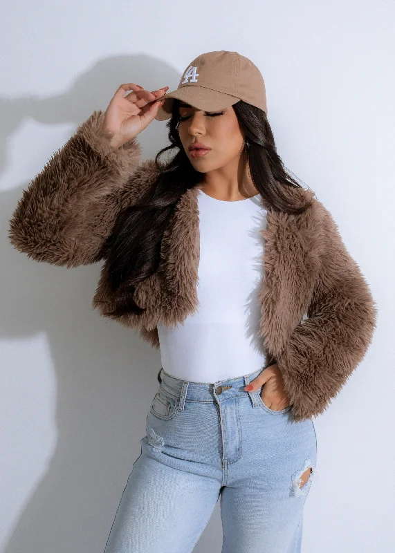 women's flowy dressesFrostbite Fuzz Jacket Brown