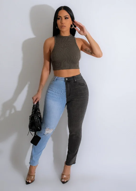 women's sustainable dressesJust In Time Crop Top Charcoal