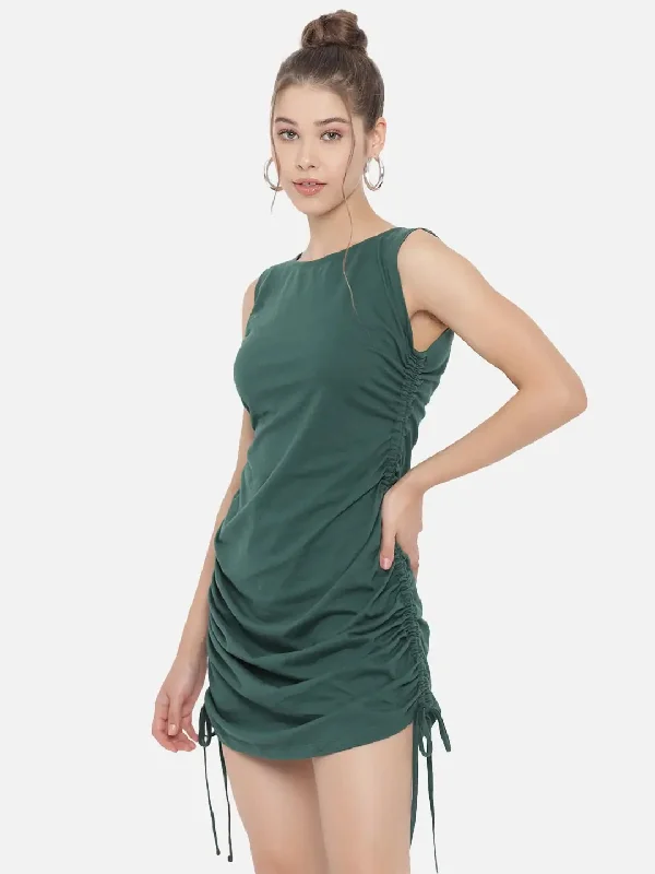 women's limited-edition dressesGreen Ruched Bodycon Dress