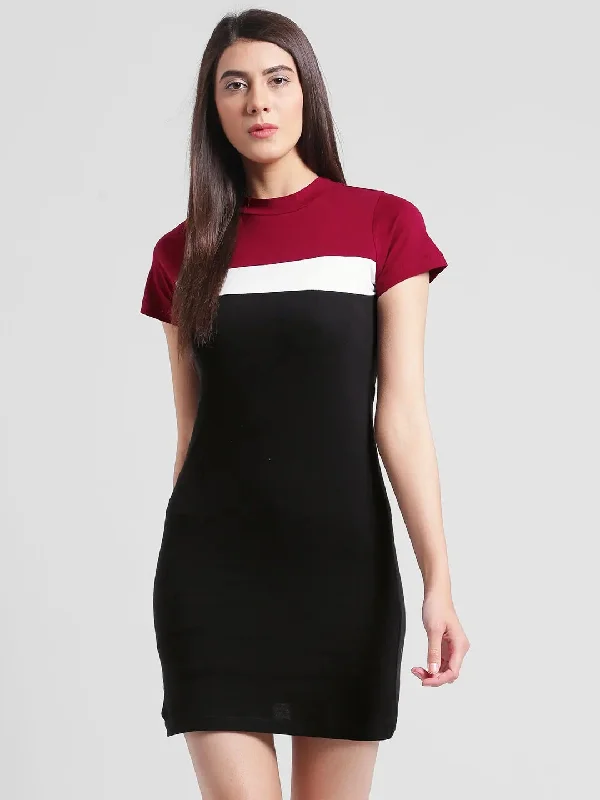 Minimalist DressRigo Color Block Short Sleeve Bodycon Dress