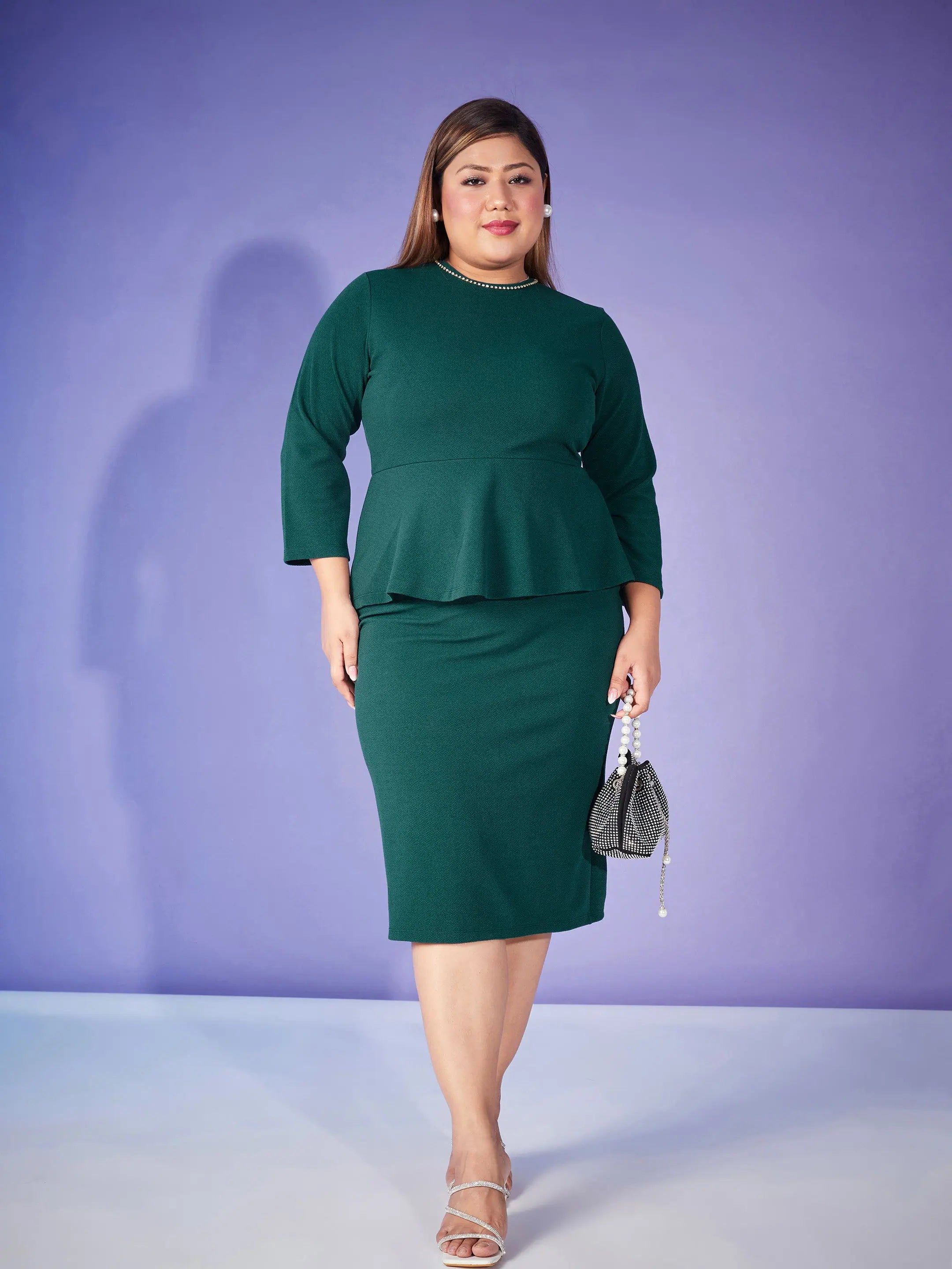 women's lace-up dressesWomen Emerald Peplum Bodycon Dress-SFDRSS11441XXL