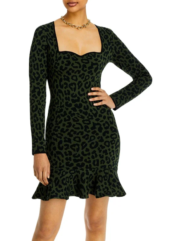 women's fashionable dressesWomens Leopard Jacquard Bodycon Dress