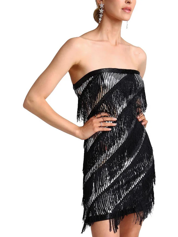 Cocktail DressWomens Sequined Fringe Bodycon Dress