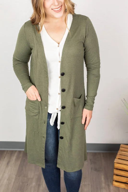 Custom Flannel-Lined SweatersColbie Cardigan In Olive