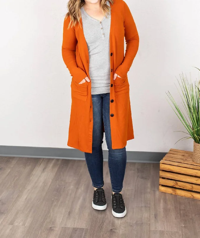 Flannel Patterned Cashmere SweatersColbie Cardigan In Pumpkin