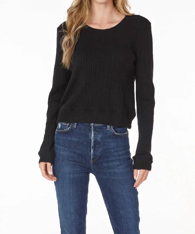 Oversized Cardigan SweatersCrewneck Pullover Cable Knit In Black