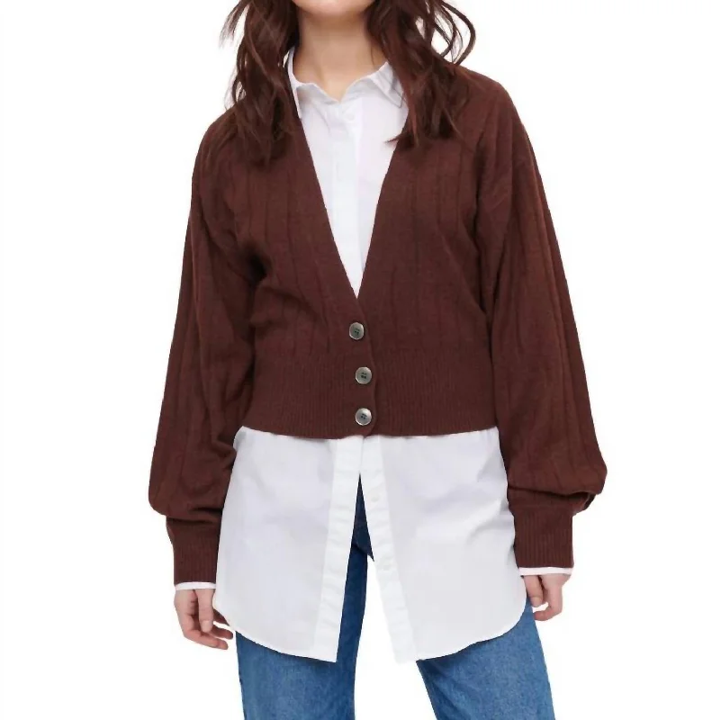 Hooded Cashmere SweatersGigi Blouson Cardigan In Chocolate