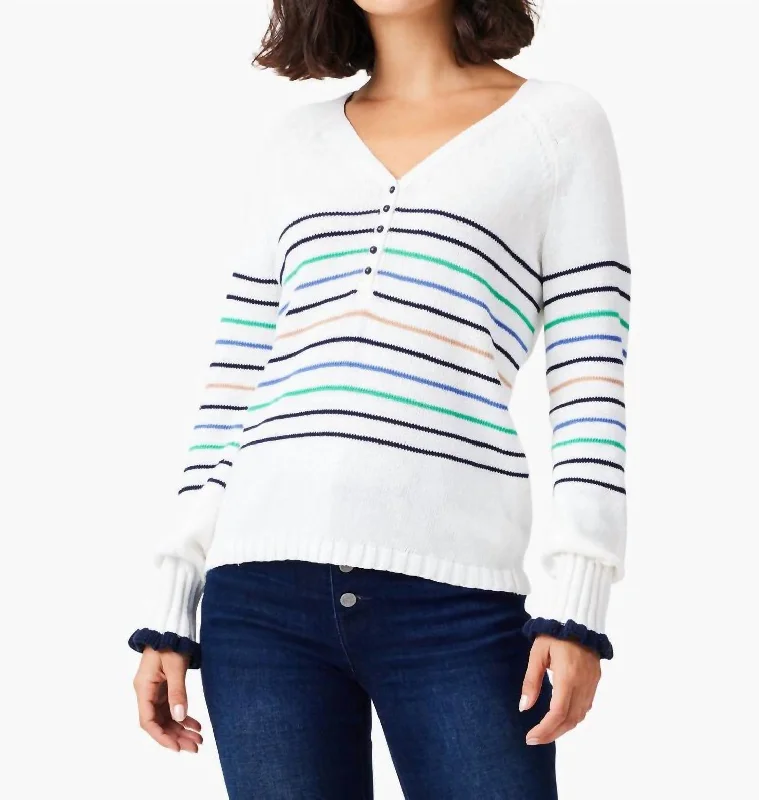 Soft Thick Cashmere SweatersMaritime Stripe Sweater In Cream Multi