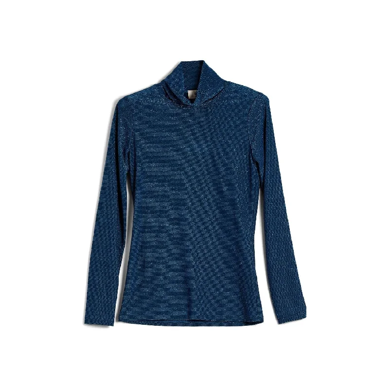 Comfortable Dressy SweatersMetallic Turtleneck In Blue