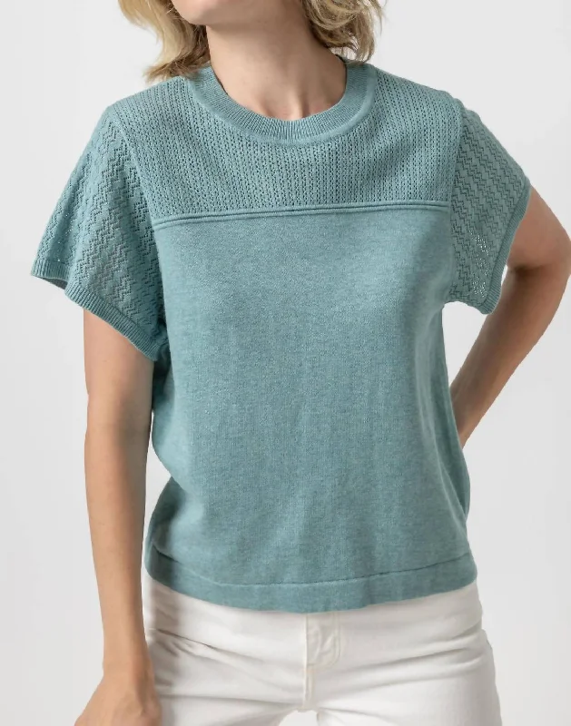 Crewneck SweatersPointelle Crewneck Sweater In Sea Blue