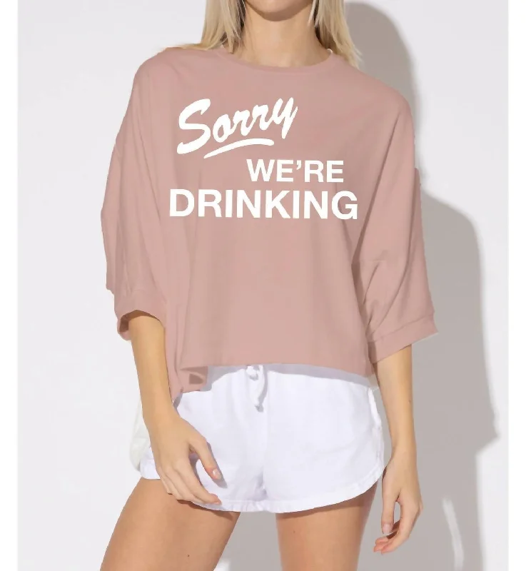 Quick-Dry Wool SweatersSorry We're Drinking Sweatshirt In Light Pink