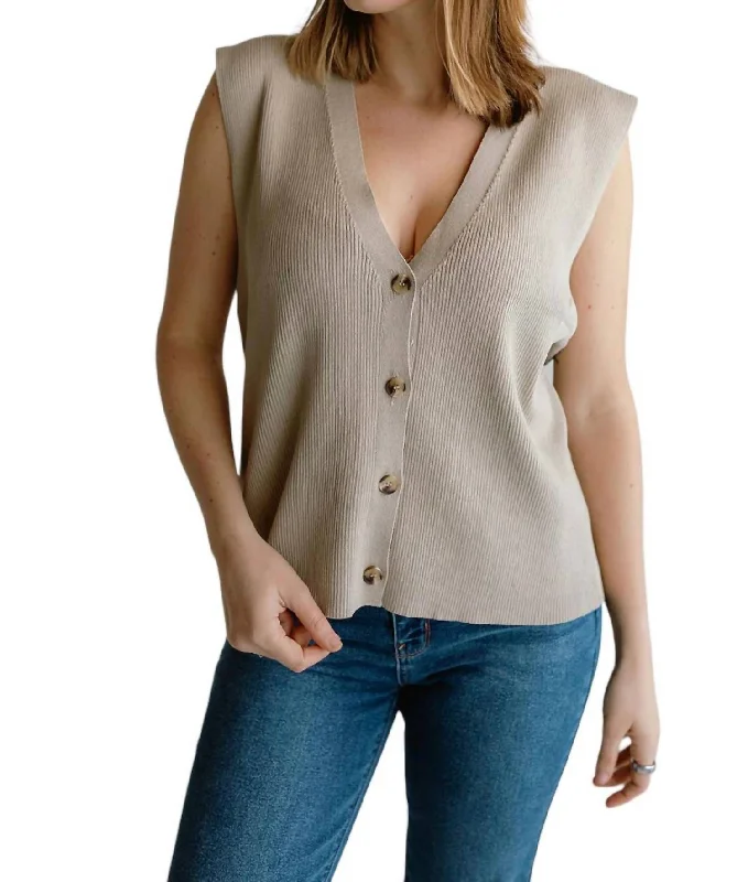 Colorful Comfortable Casual SweatersSummer Sweater Vest In Greige