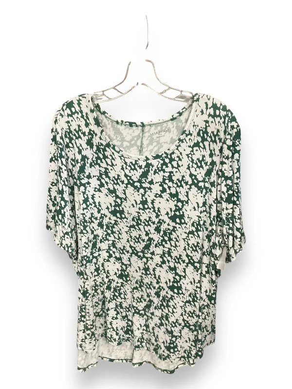 women's tops with spaghetti straps and deep V-necksTop Short Sleeve Basic By Lane Bryant In Green & White, Size: 22