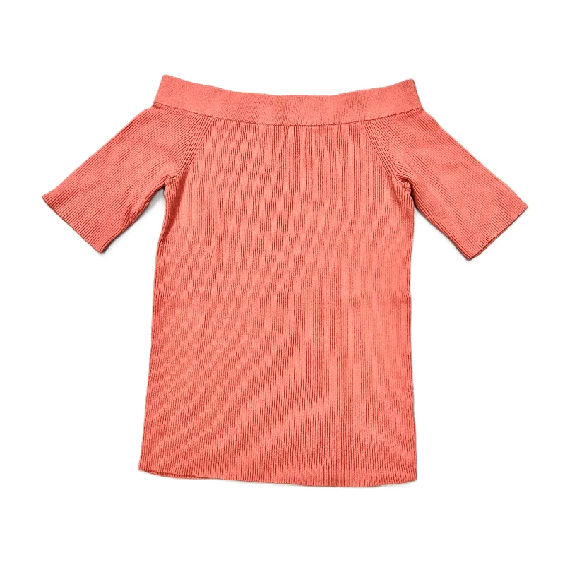 women's tops with lace-up frontsTop Short Sleeve By Anthropologie In Pink, Size: L