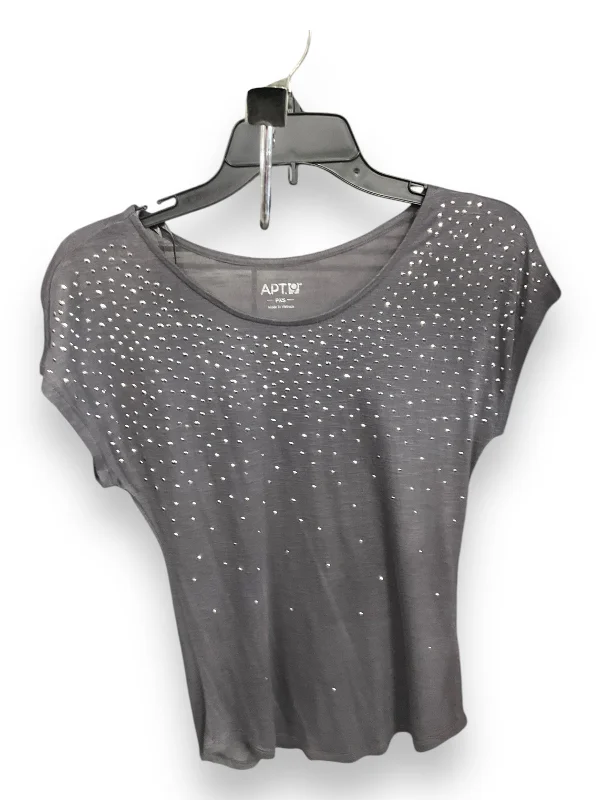 trendy women's topsTop Short Sleeve By Apt 9 In Grey & Silver, Size: Xs