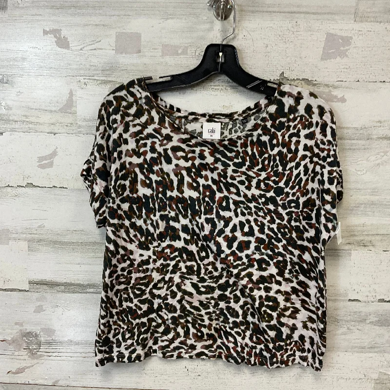 women's tops with cold-shoulder cuts and lace detailingTop Short Sleeve By Cabi In Animal Print, Size: Xs