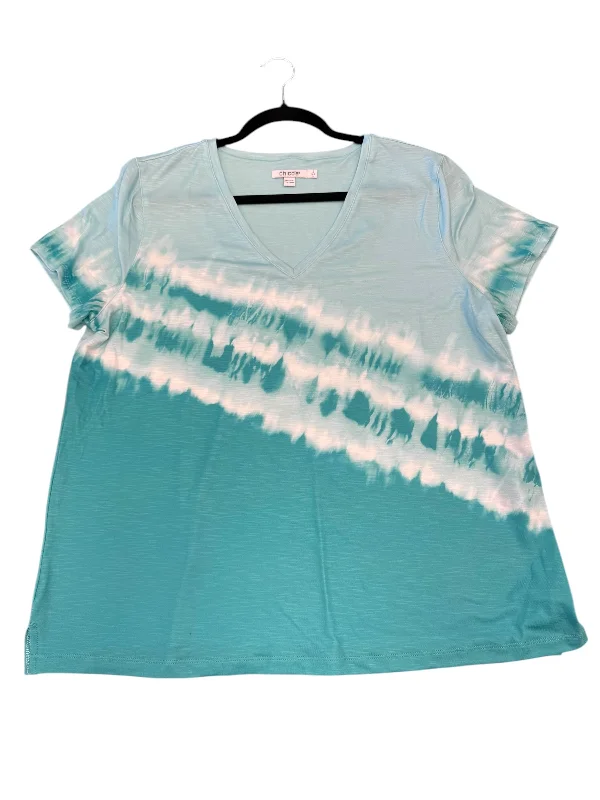 chic women's tops for everyday wearTop Short Sleeve By Chicos In Aqua, Size: L