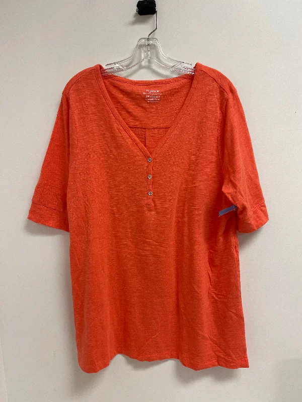 women's tops for those who want to wear pieces that are both comfortable and stylishTop Short Sleeve By Chicos In Orange, Size: Xl