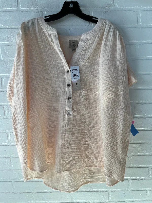 women's tops for boho-chic stylesTop Short Sleeve By Como Vintage In Peach, Size: 3x