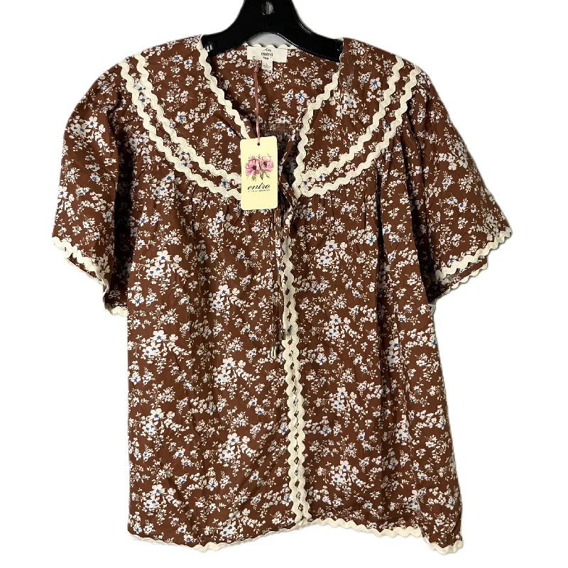 women's tops for maximalist fashion loversTop Short Sleeve By Entro In Brown, Size: L