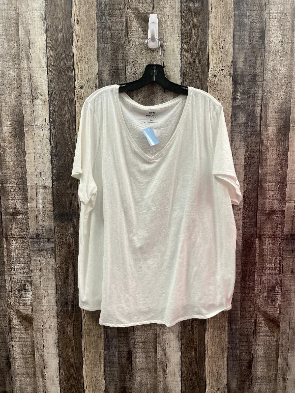 women's tops for those who value both quality and affordabilityTop Short Sleeve By Evri In White, Size: 2x