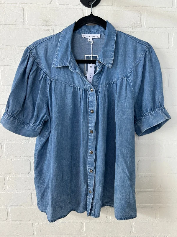 women's tops for those who love bold and vibrant colorsTop Short Sleeve By Jane And Delancey In Blue Denim, Size: L