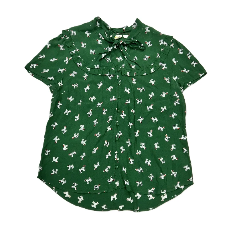 women's tops with unique designsTop Short Sleeve By Maeve In Green & White, Size: L