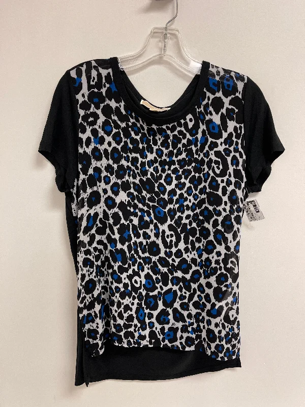 women's tops with beading accentsTop Short Sleeve By Michael By Michael Kors In Black & Blue, Size: L