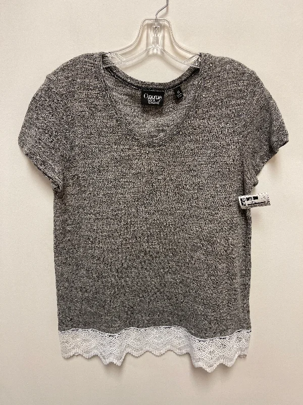 women's tops with spaghetti straps and deep V-necksTop Short Sleeve By Onque In Grey, Size: M