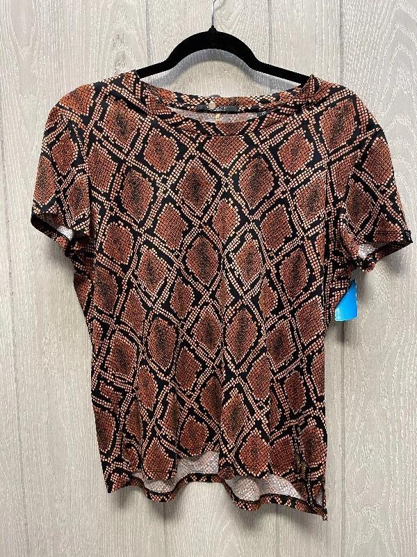 women's tops for evening soireesTop Short Sleeve By Scotch & Soda In Snakeskin Print, Size: M